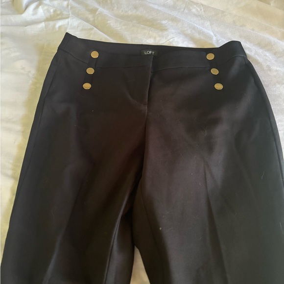 LOFT high waist curvy skinny ankle crop size 8 navy gold buttons - Picture 2 of 4